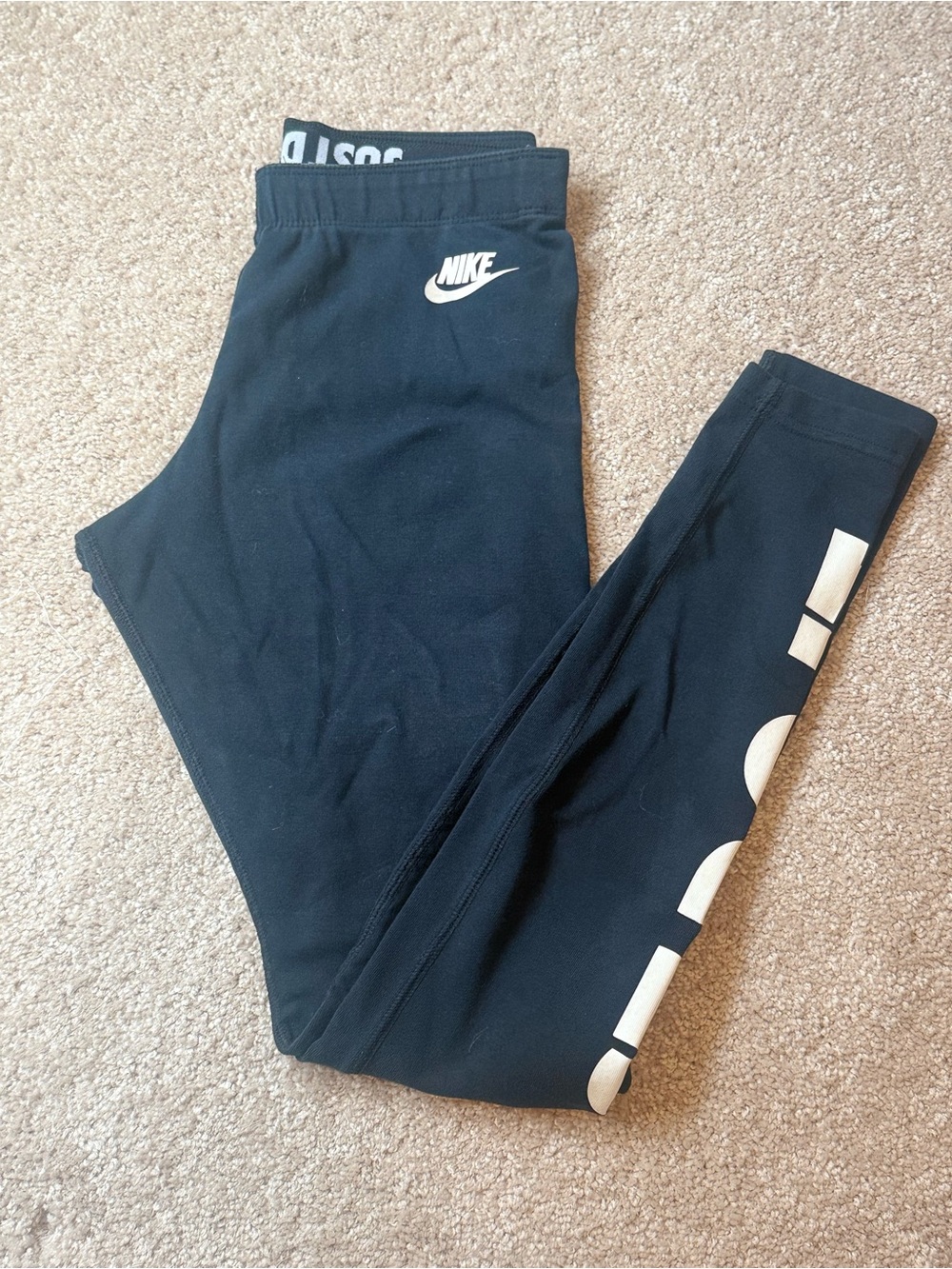 Nike Black Womens' Logo Side-Print Leggings